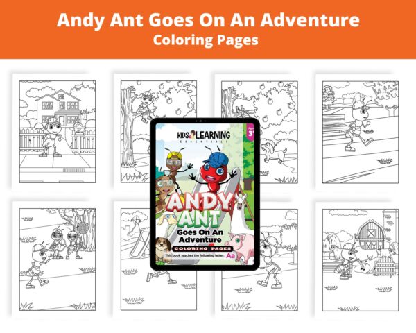 Andy Ant Goes On An Adventure: Letter Aa Coloring Pages