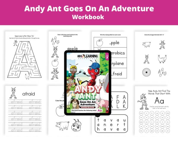 Andy Ant Goes On An Adventure: Letter Aa Worksheets