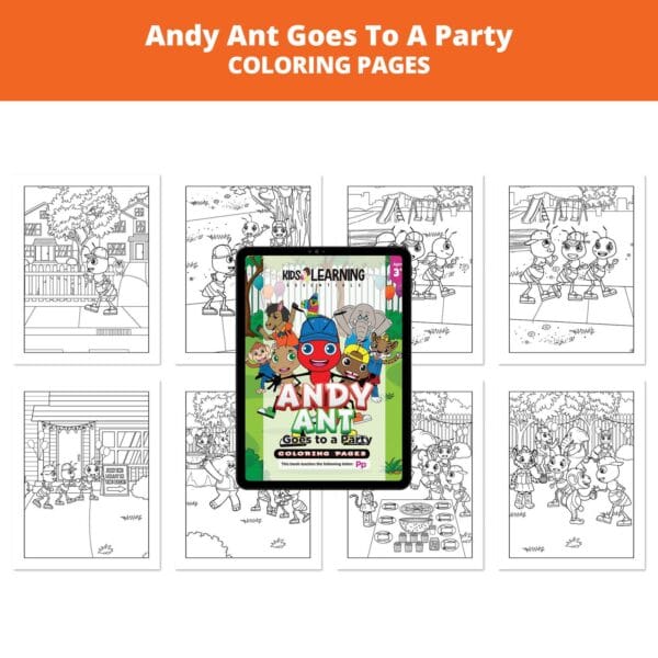Andy Ant Goes To A Party: Letter Pp Coloring Pages