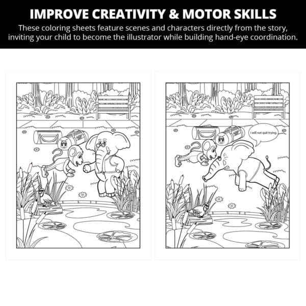 Eddie The Elephant Does Not Quit Trying: Letter Qq Coloring Pages - Image 3