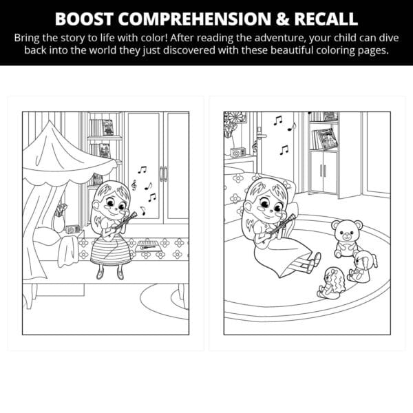 Flora Plays The Ukulele: Letter Uu Coloring Pages - Image 2