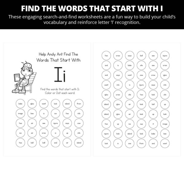 Andy Ant Uses His Imagination: Letter Ii Worksheets - Image 4