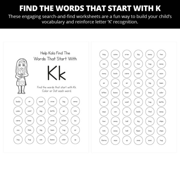 Kala's First Day Of Kindergarten: Letter Kk Worksheets - Image 4