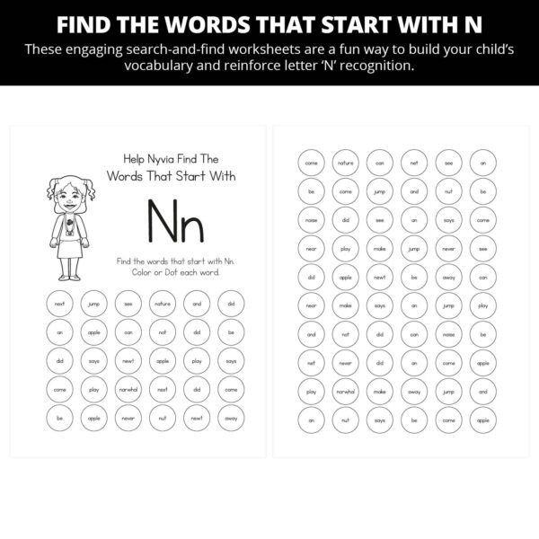 Nyvia's Nature Walk Discoveries: Letter Nn Worksheets - Image 4