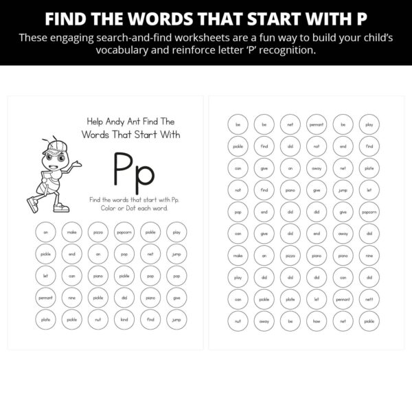 Andy Ant Goes To A Party: Letter Pp Worksheets - Image 4