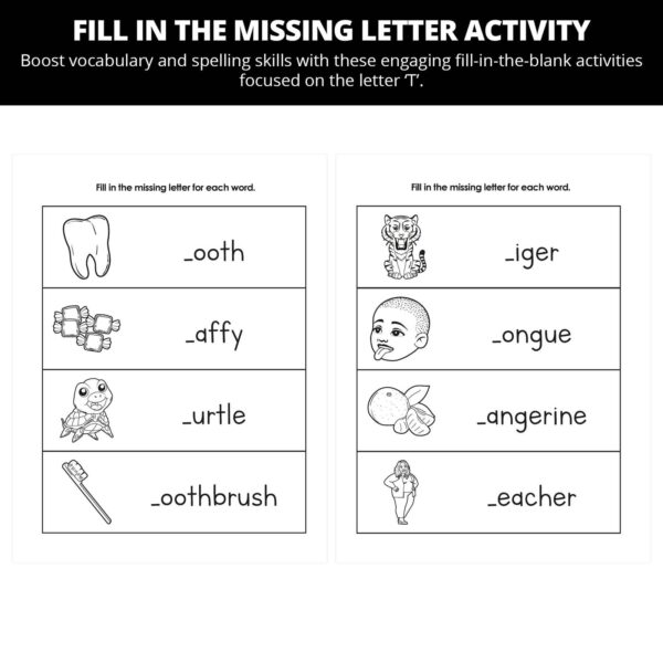 KJ Loses His First Tooth: Letter Tt Worksheets - Image 3