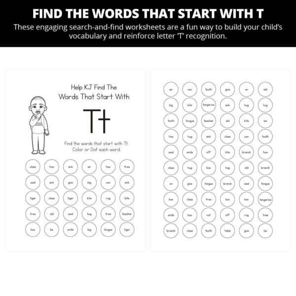 KJ Loses His First Tooth: Letter Tt Worksheets - Image 4