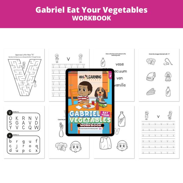 Gabriel Eat Your Vegetables: Letter Vv Worksheets