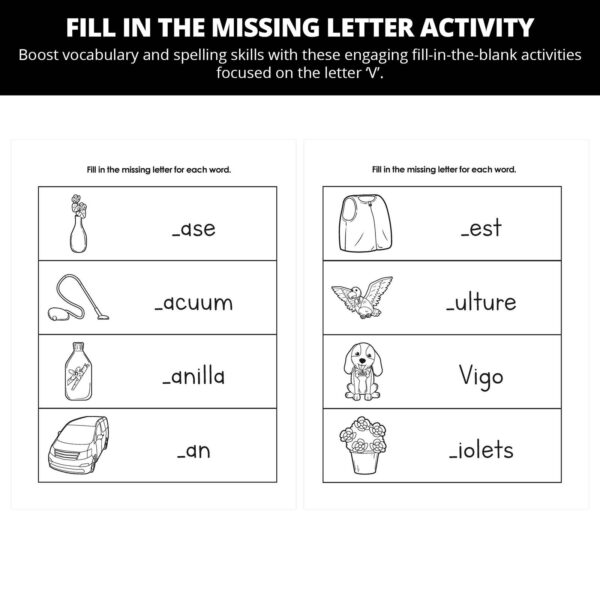 Gabriel Eat Your Vegetables: Letter Vv Worksheets - Image 3