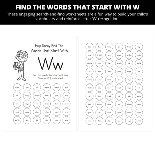 Danny Gets An Old Wagon: Letter Ww Worksheets - Image 4